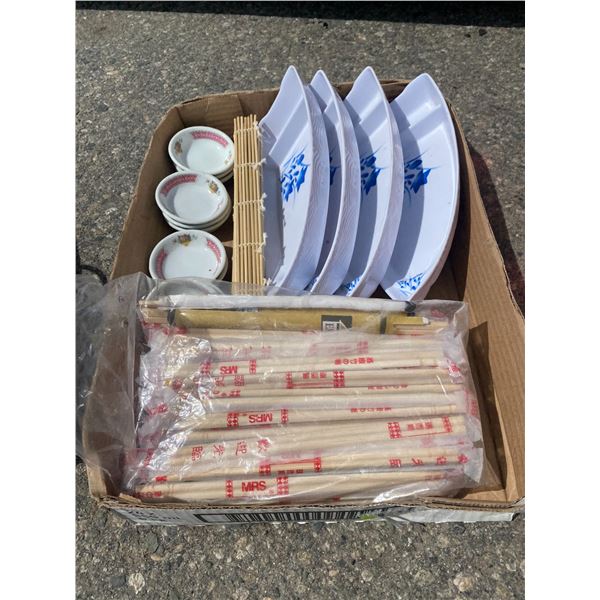 Dishes and chop sticks