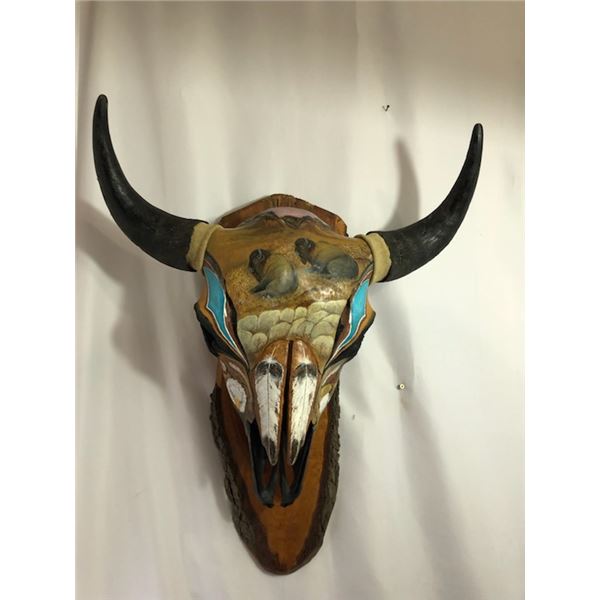 Hand Painted Bison Skull Mount (All Proceeds will go to support NM Heroes/Veterans)