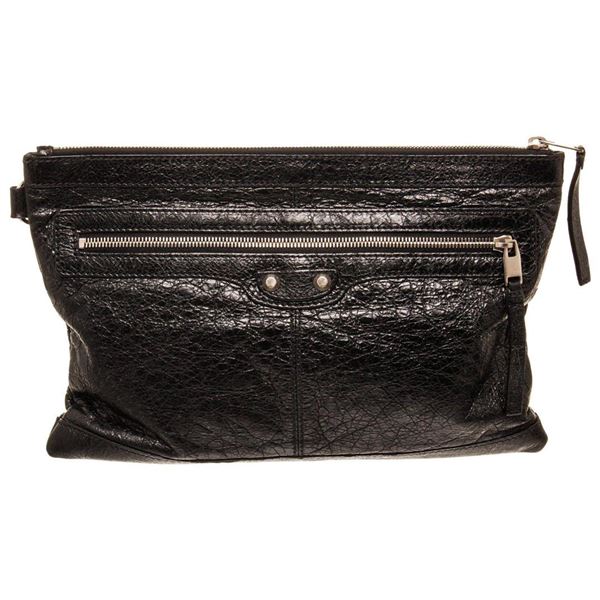 Balenciaga Black Leather Classic City Clutch Bag