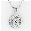 Image 5 : 14k White Gold 0.96 ctw Round Diamond Petite Flower Cluster 18" Pendant Necklace