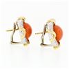 Image 6 : Tiffany & Co. 1985 18k Yellow Gold & Platinum GIA Coral & Diamond Button Earring