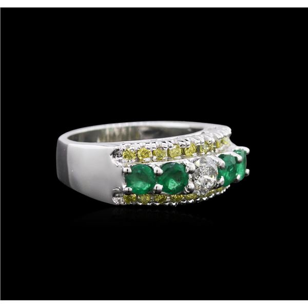 14KT White Gold 0.98 ctw Emerald and Diamond Ring