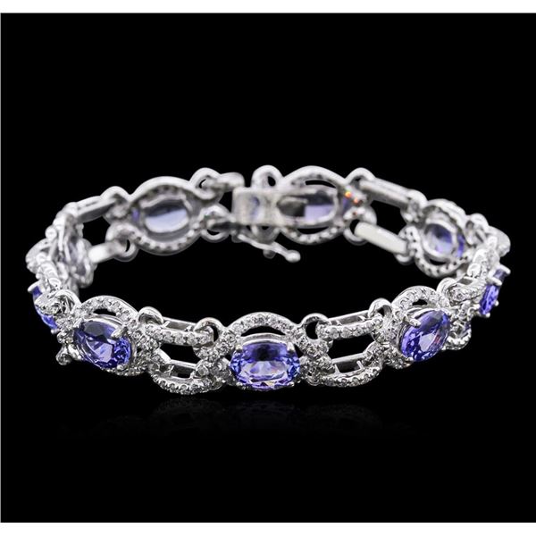 14KT White Gold 9.85 ctw Tanzanite and Diamond Bracelet