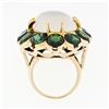 Image 8 : Vintage 14k Gold Large Oval Moonstone Solitaire Round Green Tourmaline Halo Ring