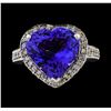GIA Cert 7.72 ctw Tanzanite and Diamond Ring - 14KT White Gold