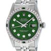 Image 1 : Rolex Mens Stainless Steel Green Vignette Diamond Datejust Wristwatch