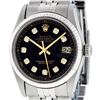 Image 1 : Rolex Mens Stainless Steel 36MM Black Diamond Datejust Wristwatch