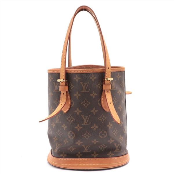 Louis Vuitton Monogram Canvas Leather Petit Bucket PM Bag