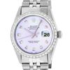 Rolex Mens Stainless Steel Purple Diamond 36MM Datejust Wristwatch Serviced Poli