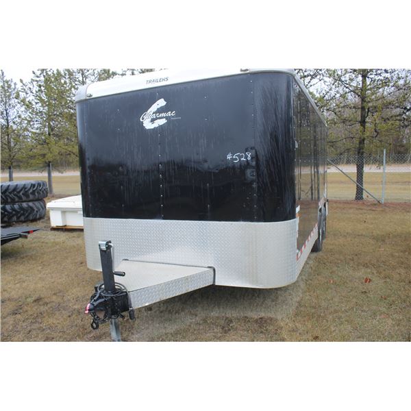 2011 Charmac, Approx. 5000 lb Tandem Axles c/w Shelving, Barn Doors (Spare) 17' SN.4RYC16207BT111106