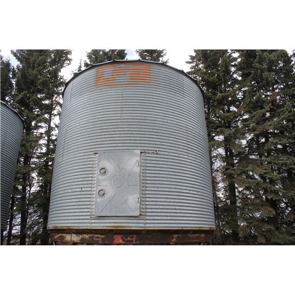UFA 5 Ring Hopper Bins (Bolted to Concrete) Located; from Auction Yard, 9 km North on RR 214  to Twp
