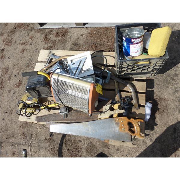 2- Portable Heaters, Saws, Angle Brackets, Jig Saw and Grouting Tools