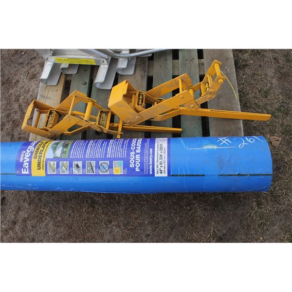 Roll of Shingle Underlayment and Roof Jacks