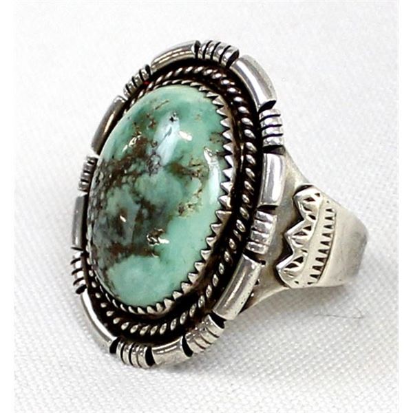 Navajo Sterling Turquoise Ring, Size 8.5