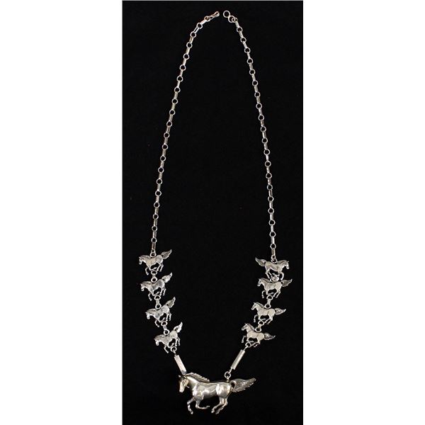 Navajo Sterling Horse Pendant Necklace, Sandoval