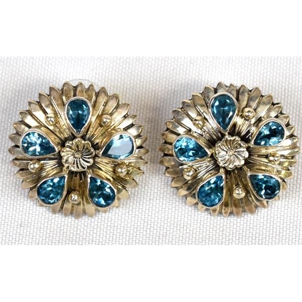 Running Bear Sterling Silver Blue Topaz Earrings