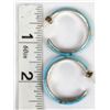 Image 6 : Navajo Sterling Turquoise Hoop Earrings