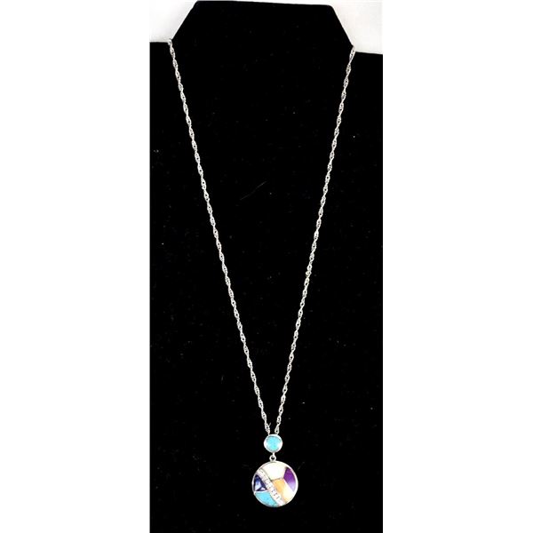 Sterling Inlay Pendant Necklace