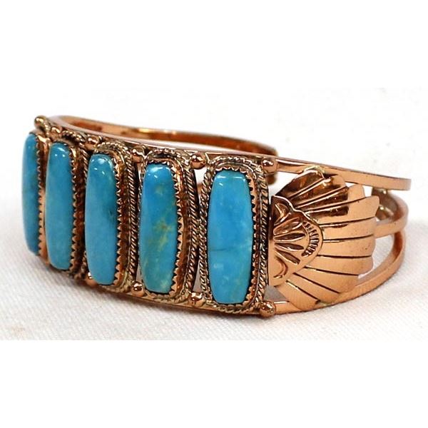 Navajo Copper and Turquoise Cuff Bracelet