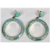 Image 1 : Zuni Sterling Inlay Turquoise Hoop Earrings