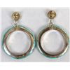 Image 4 : Zuni Sterling Inlay Turquoise Hoop Earrings