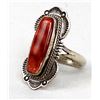 Image 1 : Navajo Sterling Red Shell Ring, Size 8
