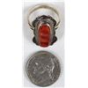 Image 9 : Navajo Sterling Red Shell Ring, Size 8