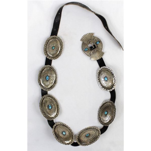 Native American Navajo Turquoise Concho Belt