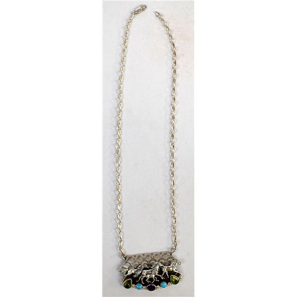 Running Bear Sterling Multi-Stone Necklace