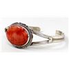 Image 1 : Navajo Sterling Red Shell Cuff Bracelet