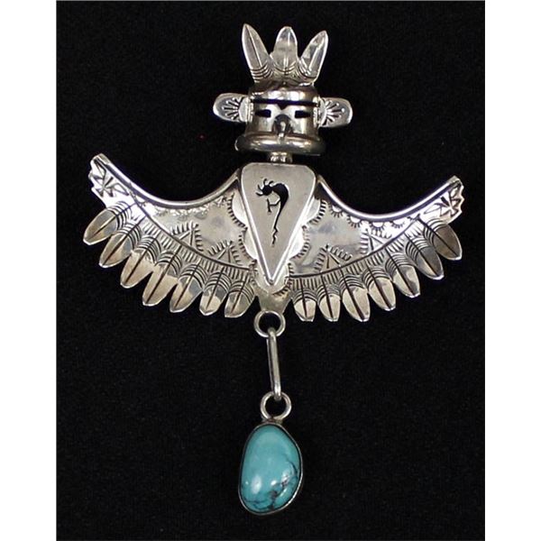 Navajo Sterling Turquoise Eagle Kachina Pendant