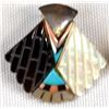 Image 2 : Zuni Sterling Inlay Shell Shaped Earrings