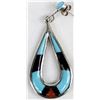 Image 2 : Zuni Sterling Inlay Double Sided Earrings
