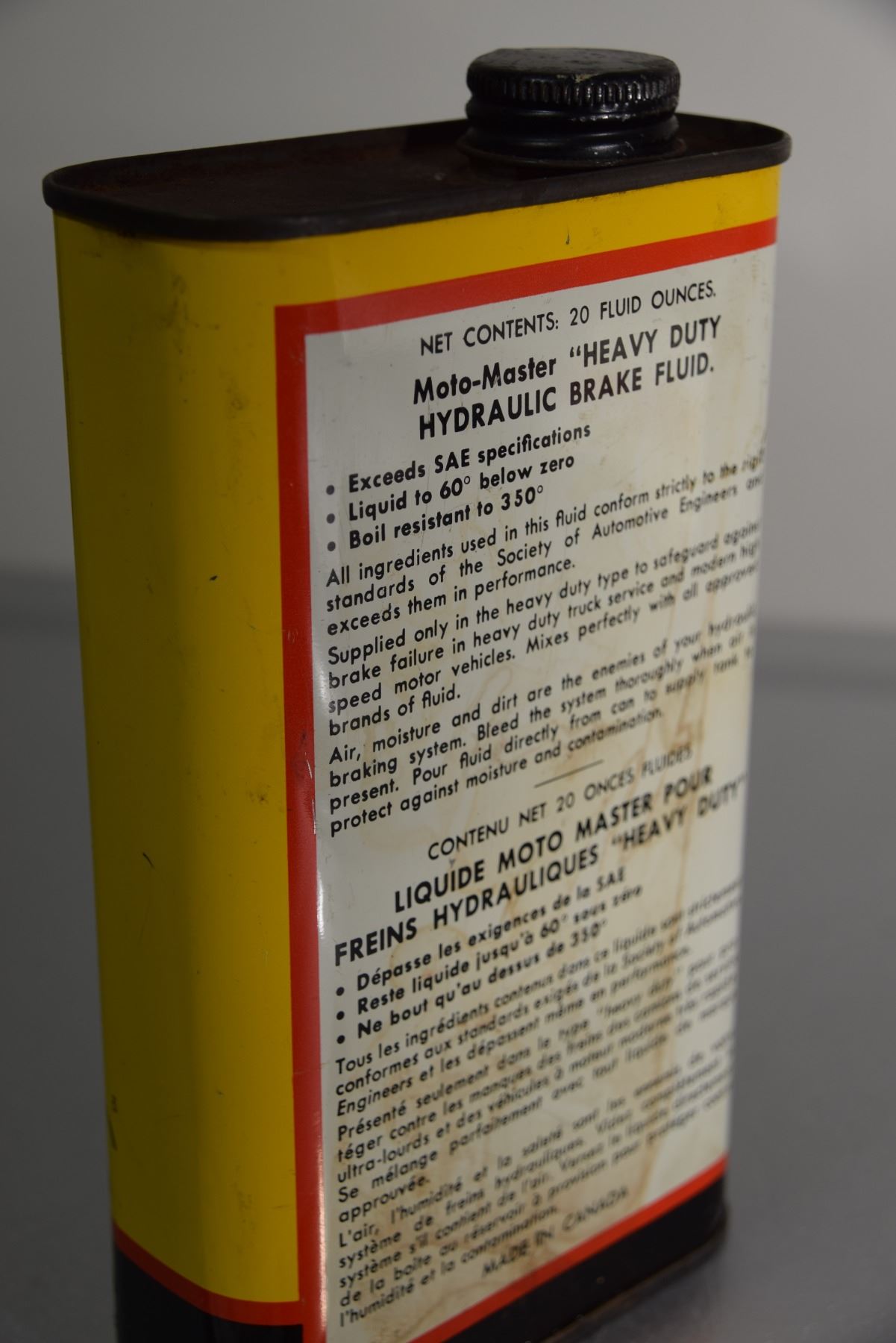 MotoMaster Canadian tire (Hydraulic brake fluid) 20 oz tin