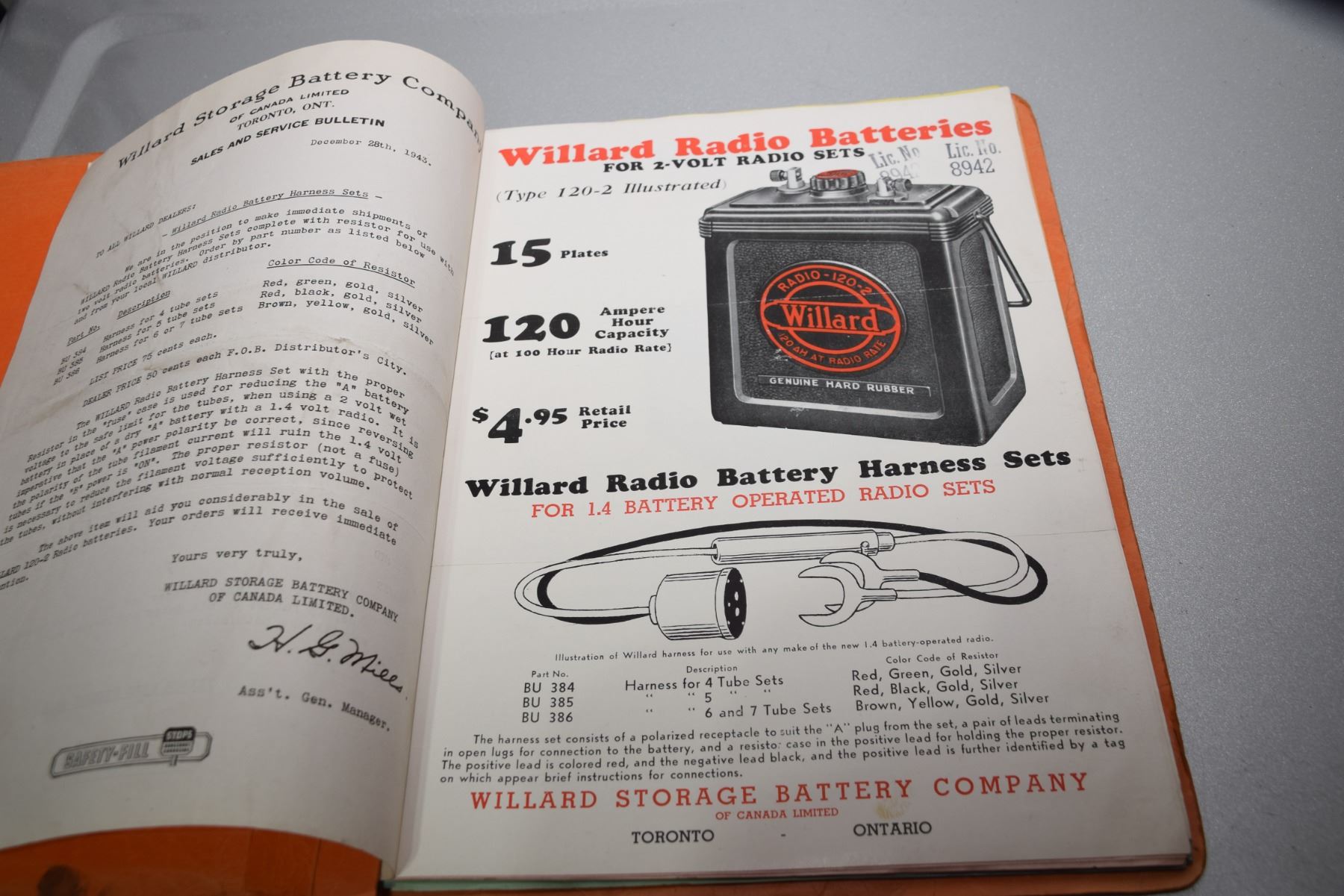 Willard Battery catalog Massey Harris Bodnarus Auctioneering