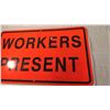 Image 3 : 29 1/2 x 17 1/2" workers present road sign aluminium