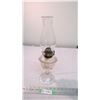 Image 1 : Vintage clear oil lamp w/ chimney 17" tall
