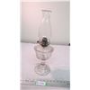 Image 1 : Vintage clear oil lamp w/ chimney 18 1/2" tall