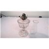 Image 2 : Vintage clear oil lamp w/ chimney 18 1/2" tall
