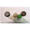 Image 3 : (3) vintage mini pop salt & pepper shakers (glass bottles)