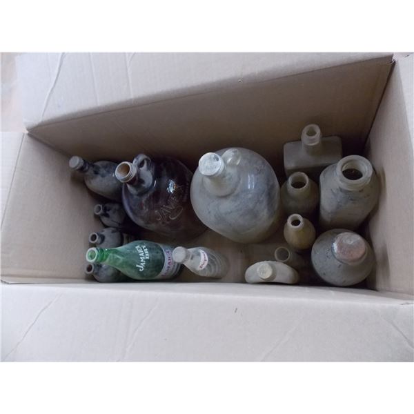 (box) Variety of Clear Glass + Brown Bottles