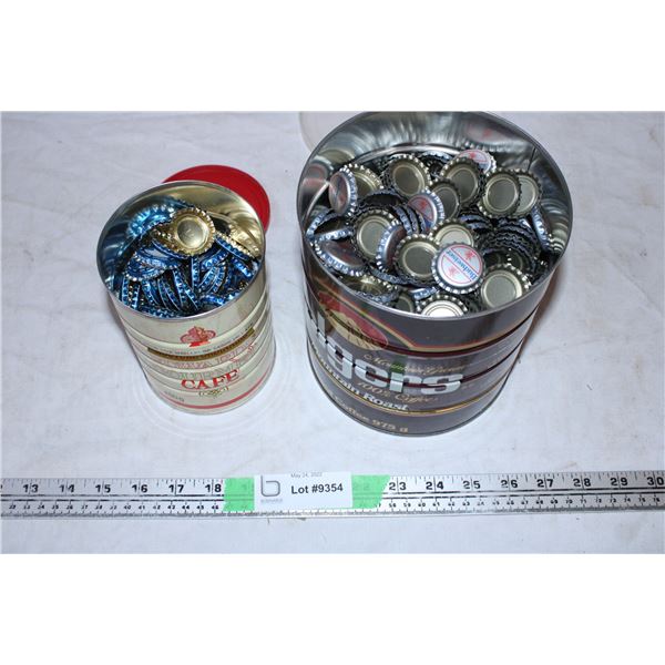 2 containers with beer caps