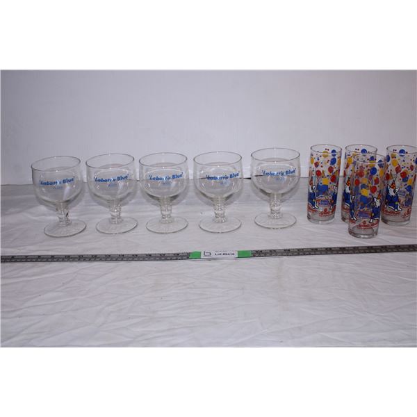 Labatt’s Blue glasses (5) Bud Light glasses(4)