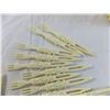 Image 2 : Vintage ornate plastic cocktail forks + holder (made in Hong Kong)