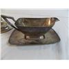 Image 5 : Silverware - 1881 Rogers Gravy Bowl + Dish, candle sticks, serving dish