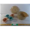 Image 1 : Littonware microwave container + (4) Melmac Cups