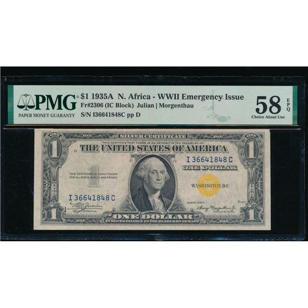 1935A $1 N Africa Silver Certificate PMG 58EPQ