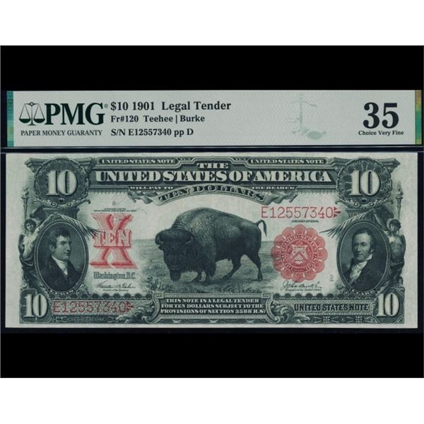 1901 $10 Bison Legal Tender Note PMG 35