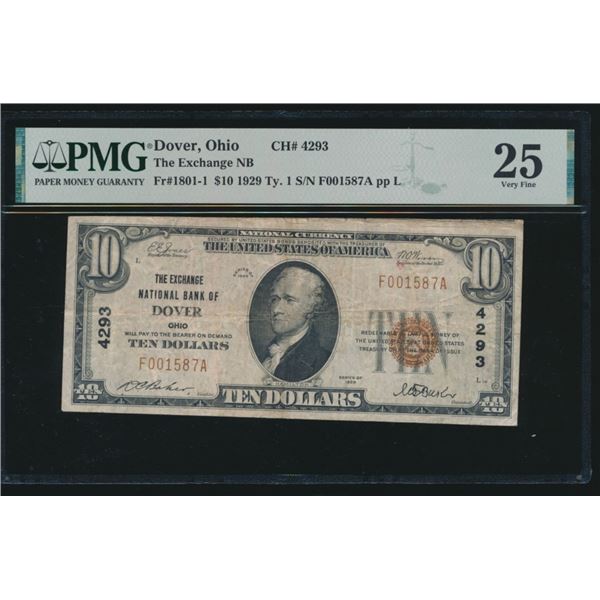 1929 $10 Dover OH National PMG 25
