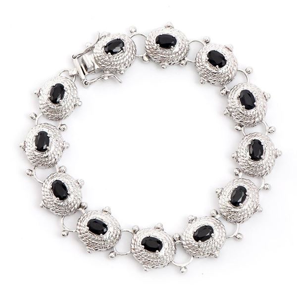 Plated Rhodium 7.45cts Sapphire Bracelet
